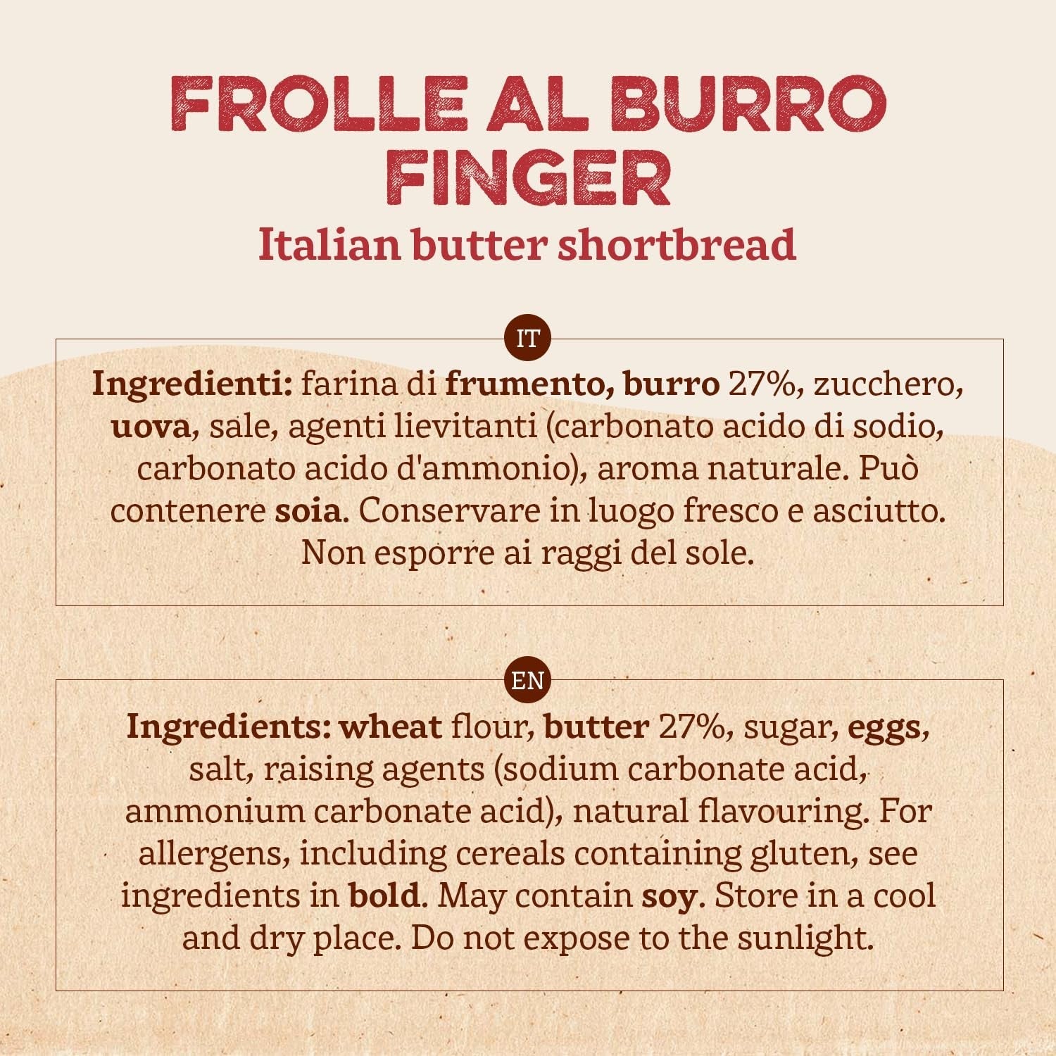 Frolle Al Burro Fingers. Biscotti Preparat Tradițional Come Una Volta. Ideali Come Fine Pasto Goloso, Ma Anche Da Abbinare Al the O Al Caffè. Confezione Da 150 G