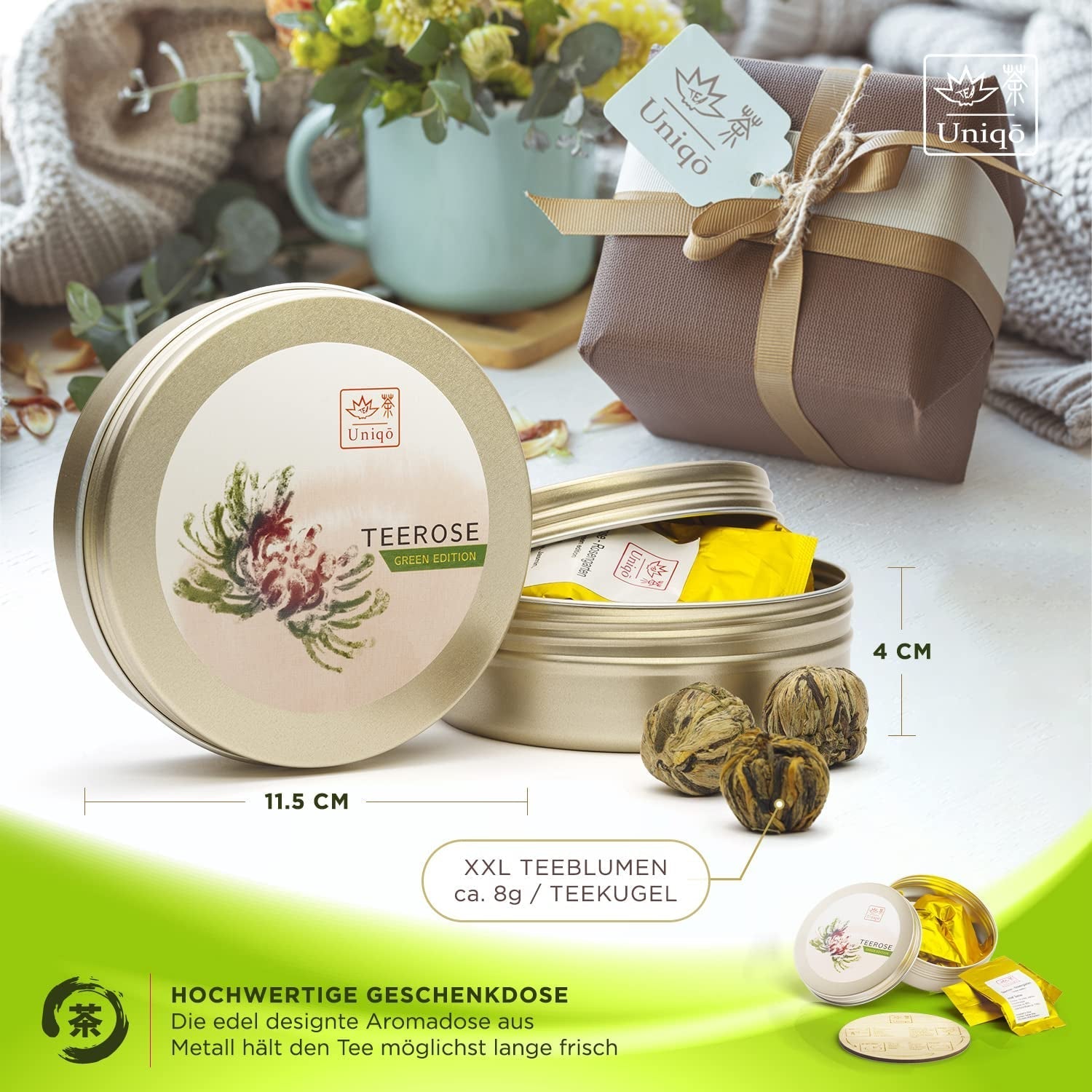 Set cadou cu flori de ceai cu 6 trandafiri de ceai, set de ceai cadou pentru femei | Idei originale de cadouri pentru Crăciun, ziua de naștere sau orice ocazie