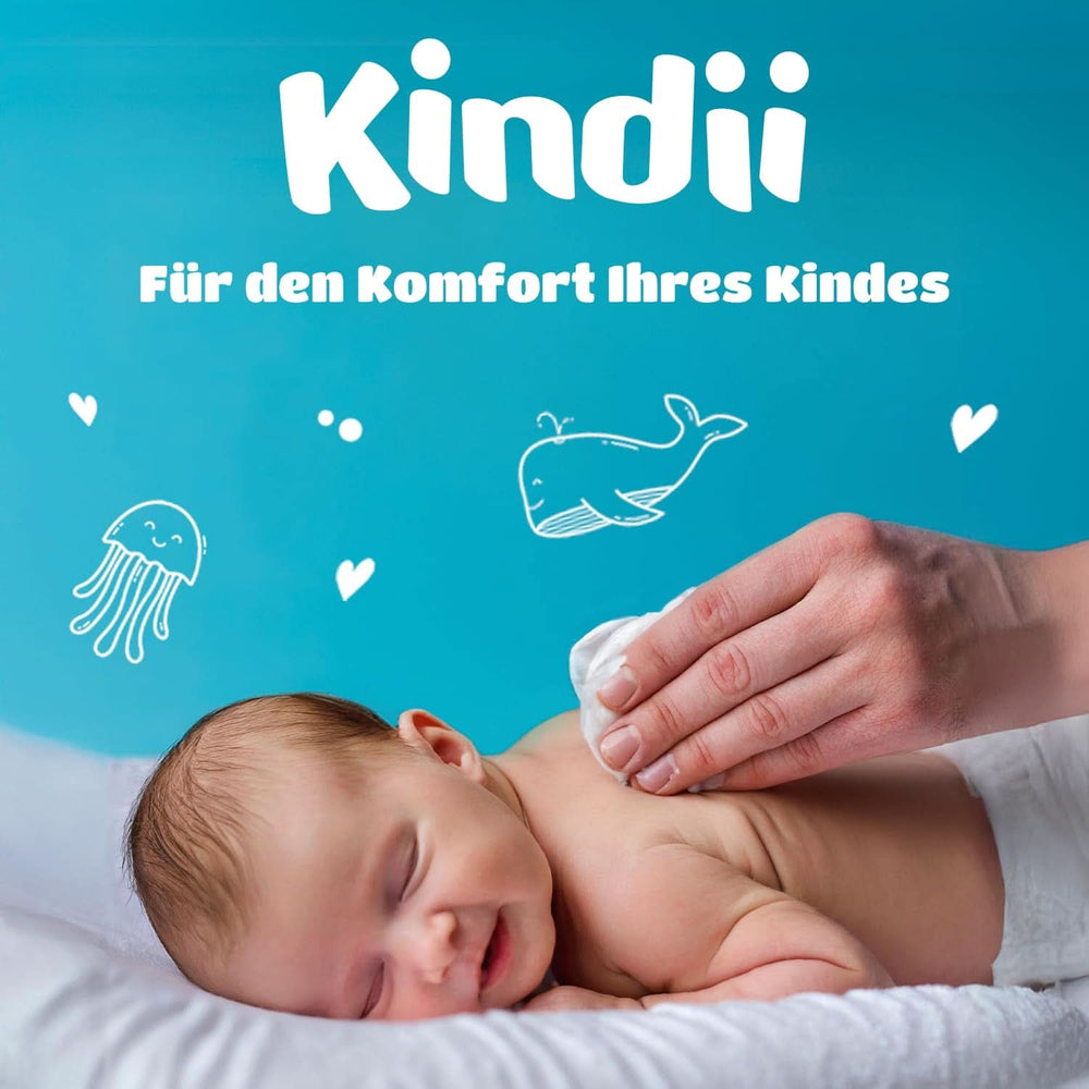 Kindii Pure Bababetétek - 100% pamut - Nagy, négyzet alakú betétek az érzékeny bőr számára - Helyettesíti a nedves törlőkendőket - Puha - Puha szélű Baby Wet Wipes Naty Shop