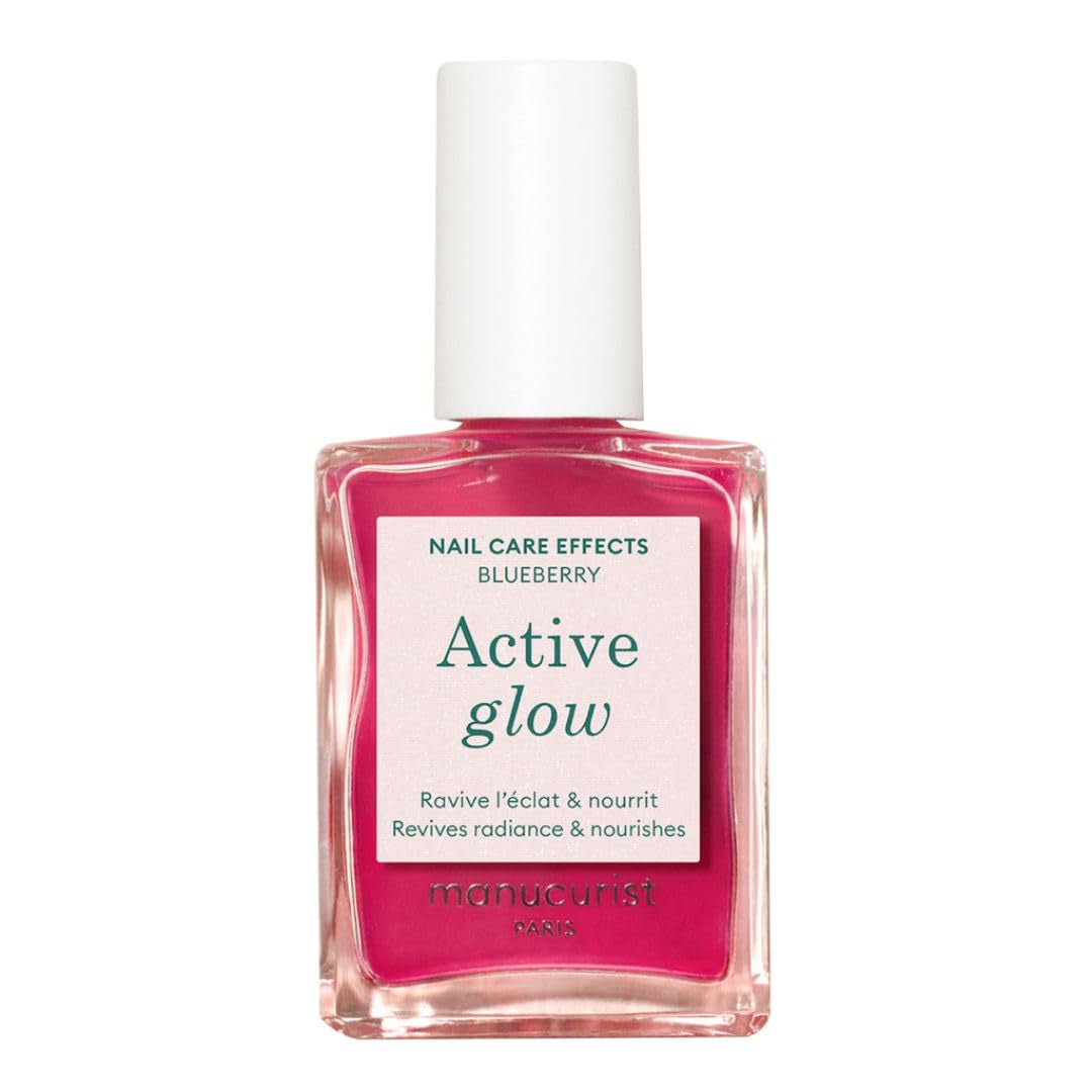 MANUCUIST Nail Care Repair Active Glow Raspberry (rózsaszín) bio-alapú: édes mandula, málna, tápláló és fényes körömlakk, átlátszó rózsaszín hatás - Nude körömlakk