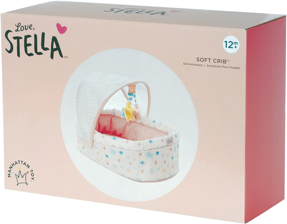 Stella Collection Weiches Babypuppenbett mit abnehmbarem Baldachin und Handy für 30,48 cm bis 38,1 cm Babypuppen, Klein