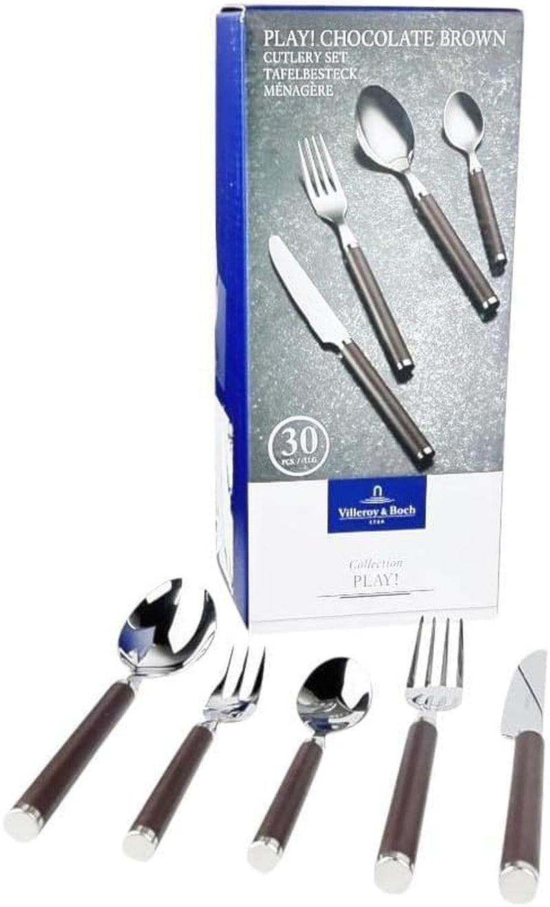 Villeroy And Boch Play Chocolate Brown evőeszközök, max 6 személyes, 30 db, rozsdamentes acél, barna műanyag nyél Kitchen Naty Shop