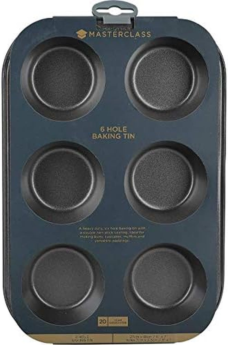 Masterclass 6-Loch-Muffinblech Mit PTFE-, PFOA- Und Bpa-Freiem Antihaftbeschichtung, Robustes 1Mm Dickes Karbonstahlblech, 27 X 18Cm Cupcake-Form Formák és tálcák sütéshez Naty Shop