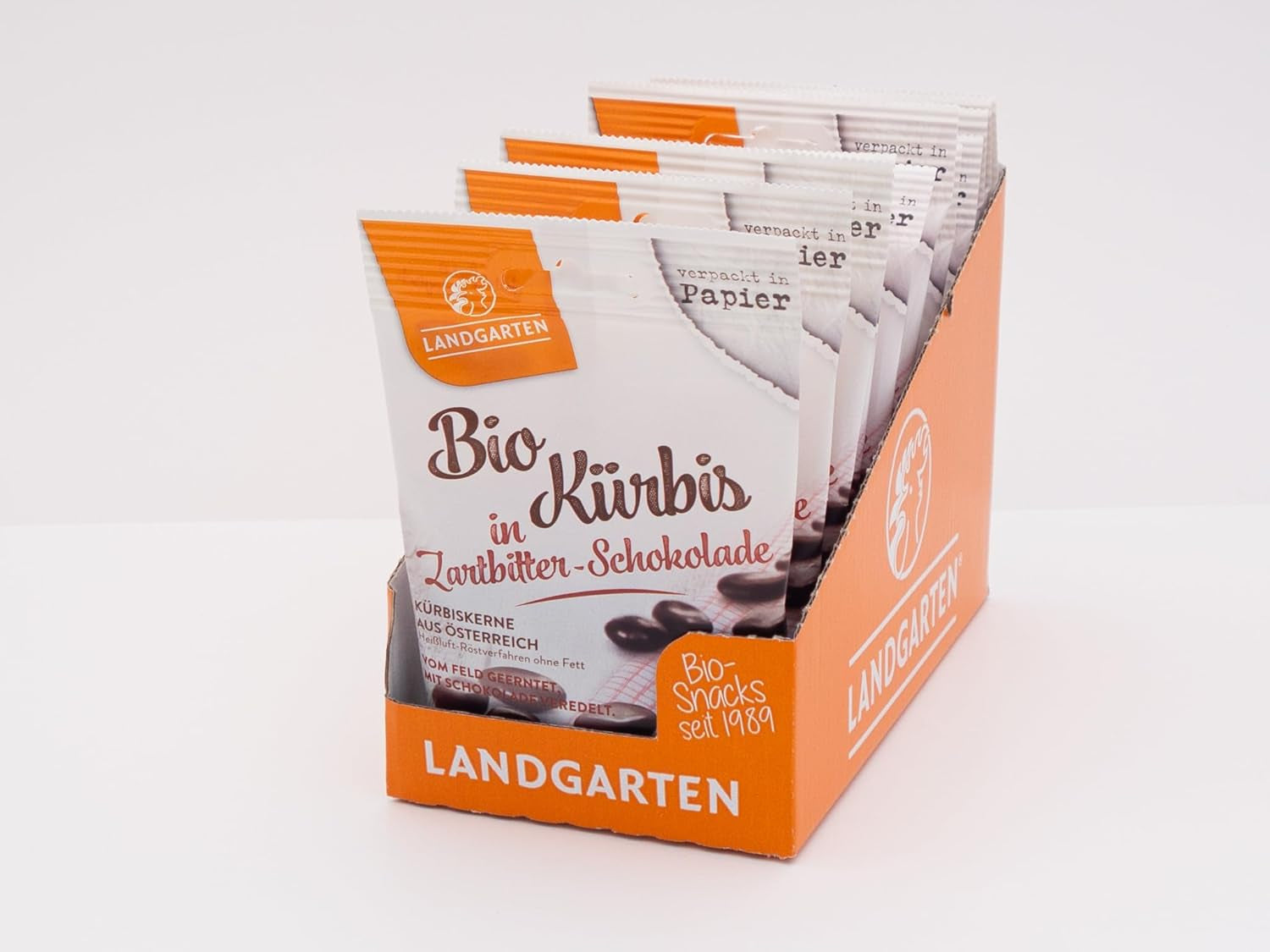 Landgarten bio tökmag étcsokoládéban - Vegán pörkölt tökmagos csokoládé snack - Magnéziumforrás - 1 x 50g