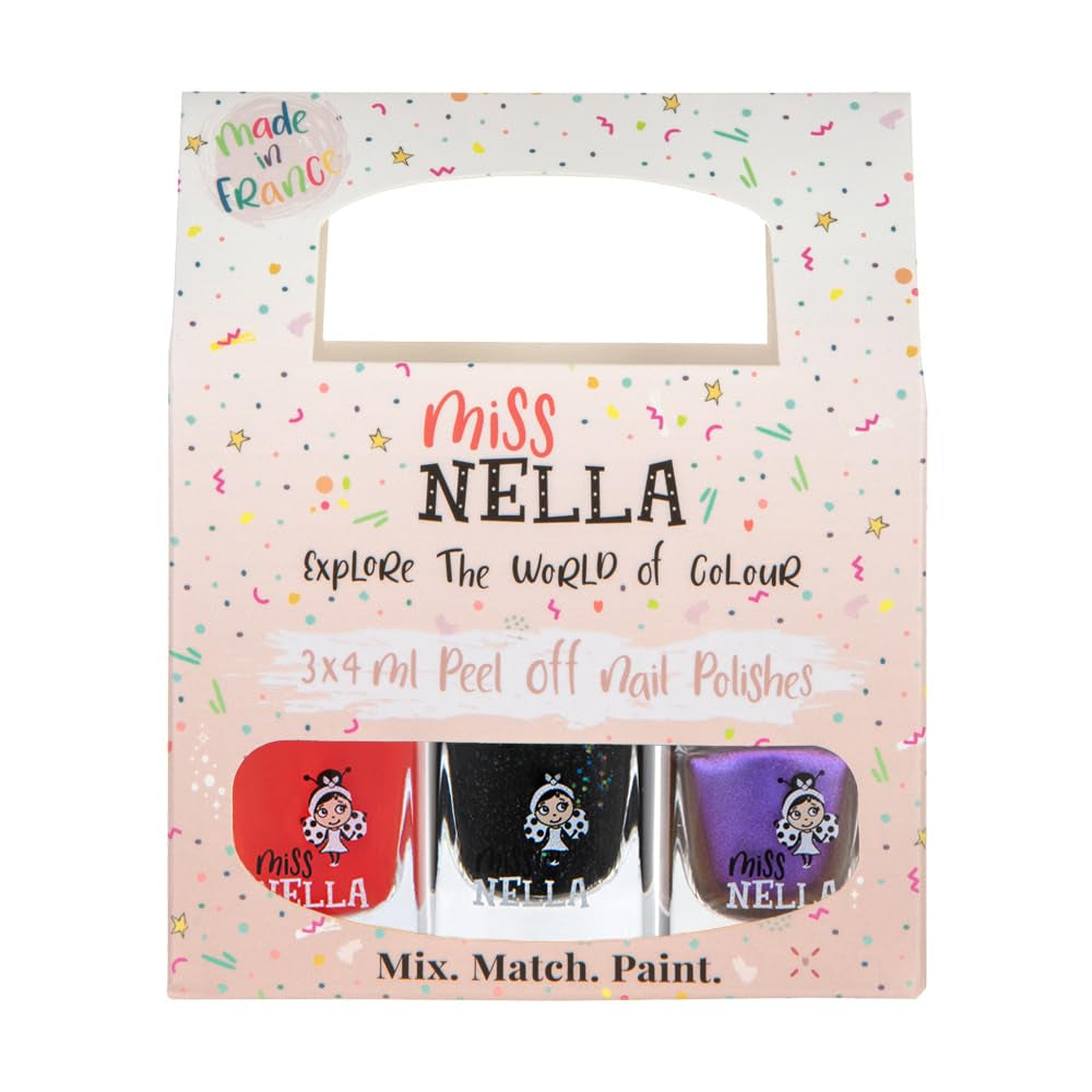 Miss Nella Magic Collection 4 részes csillogó körömlakk szett: rózsaszín, piros, arany és kék, speciális gyerekeknek kivehető körömlakk, nem mérgező, vízbázisú, szagtalan