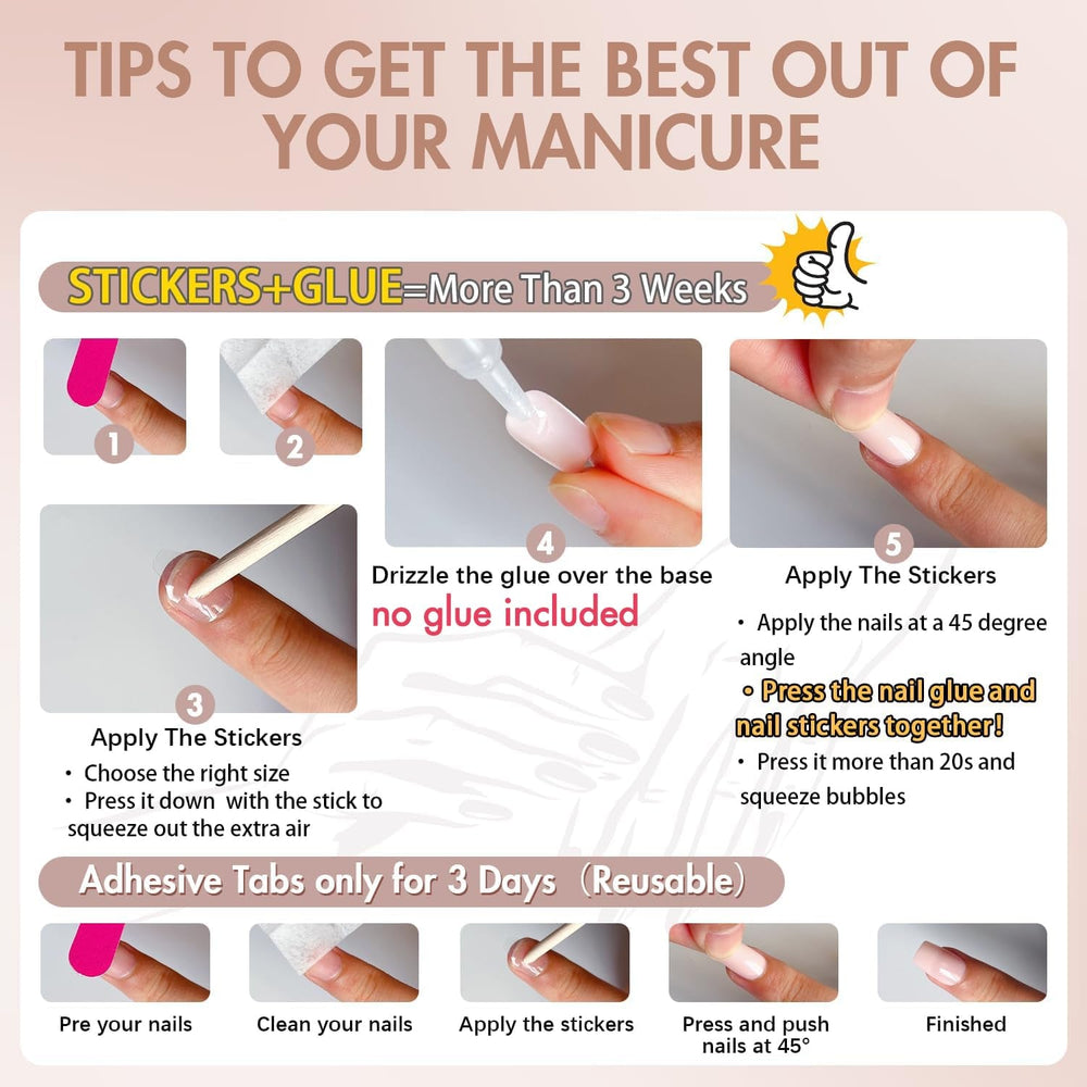 Unghii cromate autoadezive - Unghii maro cu sclipici pentru lipire, culoare migdale medii, unghii false strălucitoare, unghii artificiale pentru lipire, unghii acrilice glazurate pentru femei, 24 bucăți