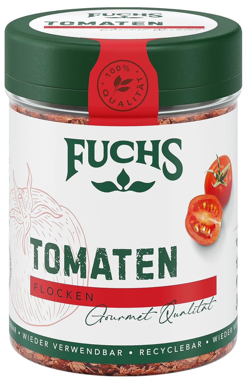 Fuchs Gewürze - Tomaten Flocken - Gewürz für Ofenfeta oder tomatigen Geschmack in Saucen - természetes összetevők - 40 g wiederverwendbarerben, recyclebarer Dózis