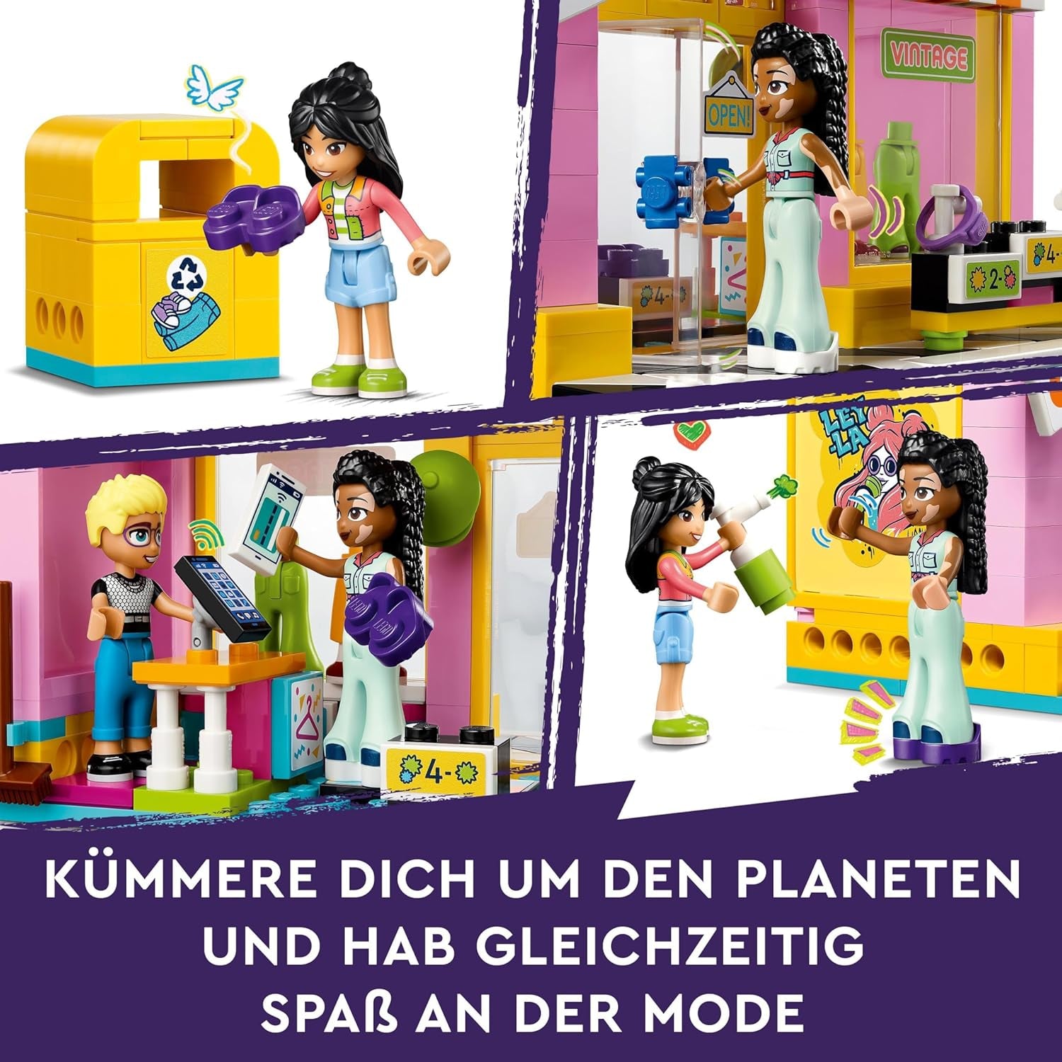 LEGO Friends Vintage divatbolt építőkészlet gyerekeknek játékbolttal, figurákkal és macskával, társadalmi-érzelmi fejlődést segítő példakép, ajándék 6 éves lányoknak és fiúknak 42614 építőkészlet Besuche den LEGO-Store