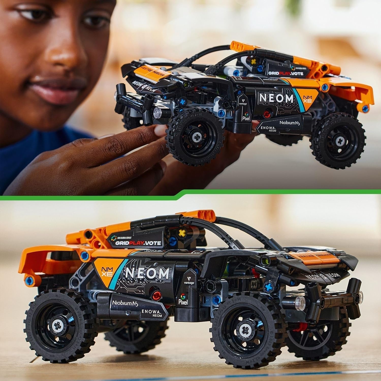 LEGO Technic NEOM Mclaren Extreme E versenyautó készlet, motoros játék gyerekeknek, megépíthető szélautó, technikai ajándék fiúknak és lányoknak 7 éves 42166 építőkészletek Besuche den LEGO-Store
