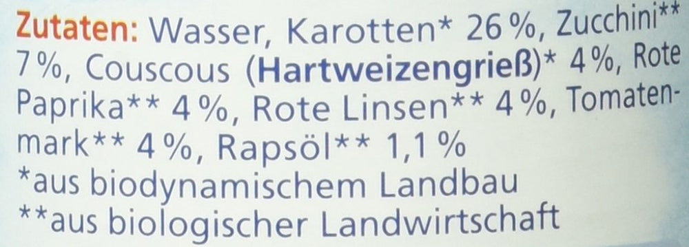 Bio lencsepörkölt kuszkusszal (6 hónapostól), 190 g