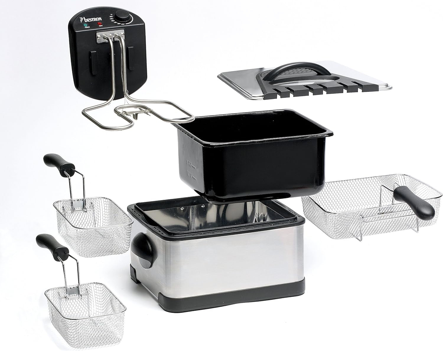 Olajsütő Bestron XL 3 sütőkosárral, Hidegzóna technológiával és kivehető olajtartállyal, 4 literes, 2000 W Háztartási gépek Naty Shop