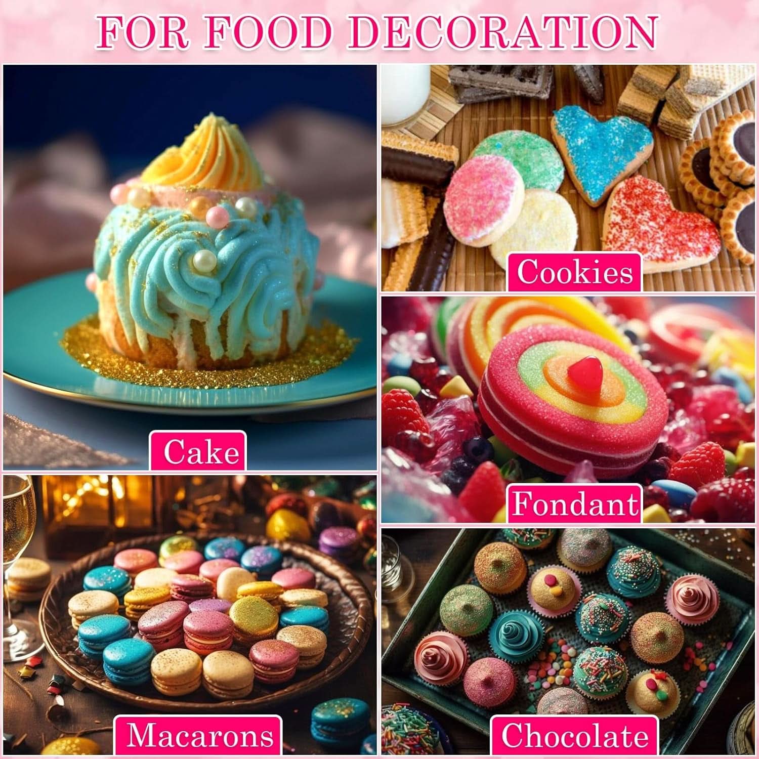 Ehető csillám, 4 vagy 6 színárnyalatos készlet, termékenként 4 gramm Glitter Naty Shop