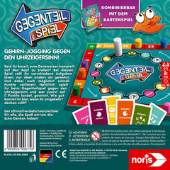 Noris 606062080 - Gegenteil Spiel (Brettspiel from 10 Jahre) - kombinierbar mit dem Kartenspiel - verrücktes Konzentrationspiel für Kinder und Erwachsene für 3-6 Spieler