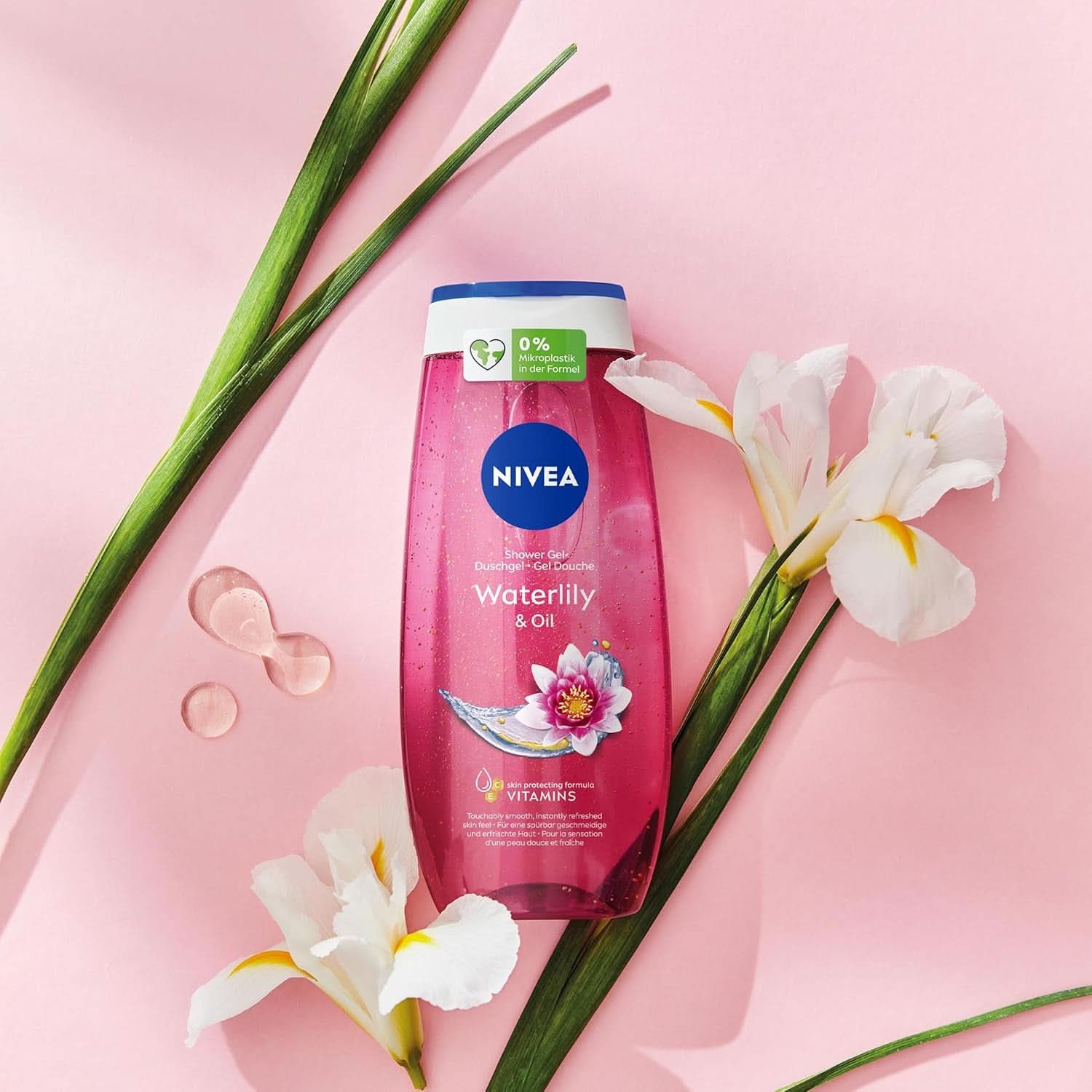 NIVEA Waterlily & Oil, Gel de duș cu parfum proaspăt de nufăr, pH neutru, 250 ml Duș și baie Naty Shop