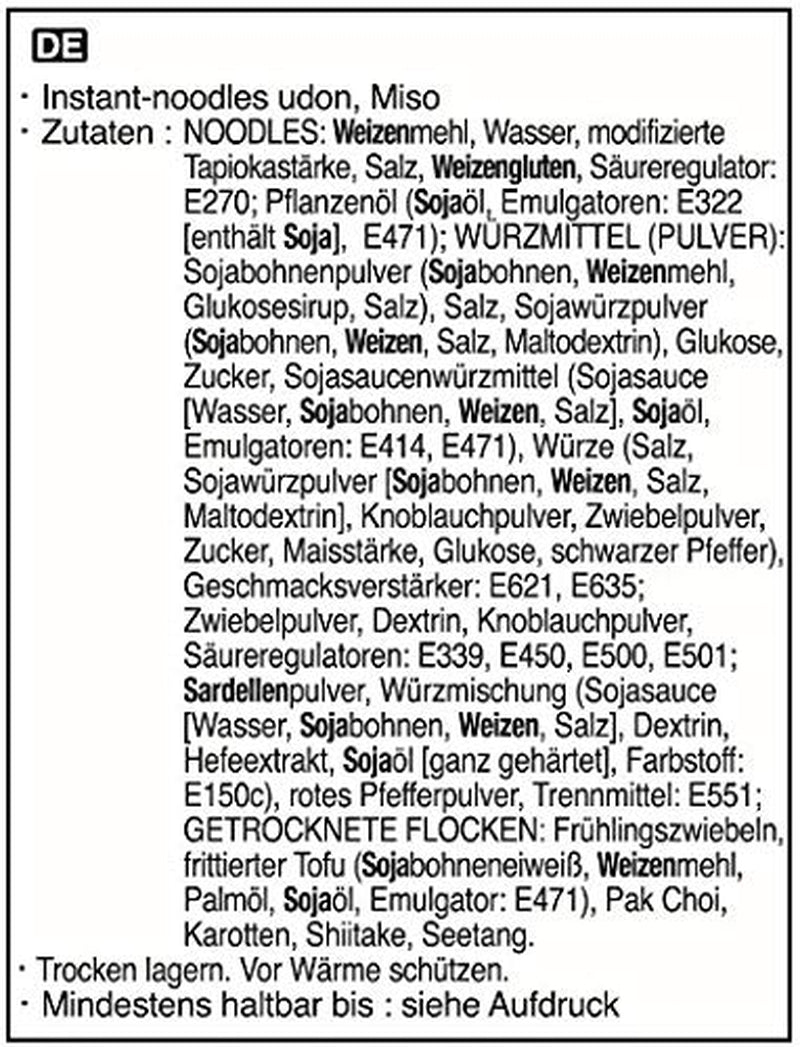 Allgroo Udon instant tészta - Miso, Udon leves, fűszeres, aromás, gyorsan elkészíthető - 3 adagot tartalmaz - 1 x 690 g