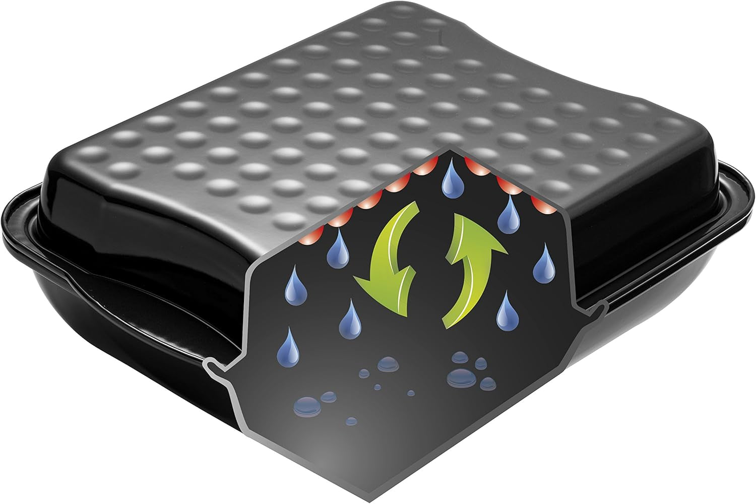 Dr. Oetker Maxi-Bräter Mit Deckel BACK-IDEE KREATIV, Brat- Und Auflaufform Aus Hochwertigem Stahlblech Mit Emaillierung, Eckige Form, Schnitt- Und Kratzfest - Spülmaschinengeeignet in Schwarz Formák és tálcák sütéshez Naty Shop