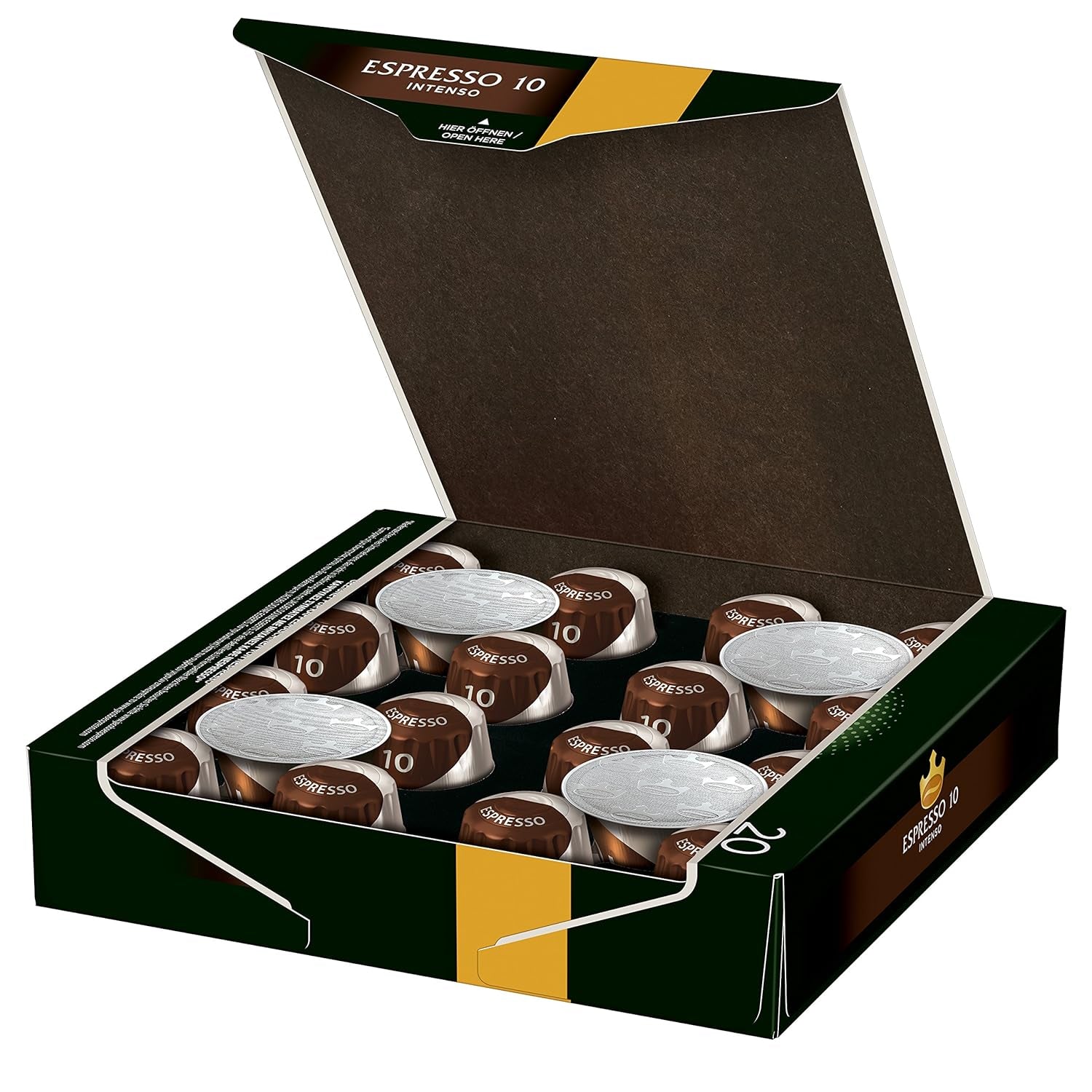 Kaffeekapseln Espresso Intenso, Intensität 10 von 12, 10 x 20 Getränke & Kaffeekapseln Krönung Crema, 200 Nespresso kompatible Kapseln, 10er Pack, 10 x 20 Getränke, 1040 g