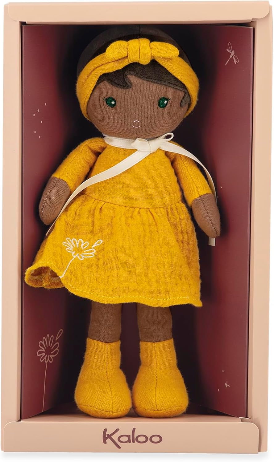 KALOO - Tendresse – Meine 1. Puppe aus Amandin-Stoff – Stoffpuppe 25 cm – Rosa aus Chiffon – Matte Haut – schöne Geschenkbox und Band personalisierbar – ab der Geburt K200004