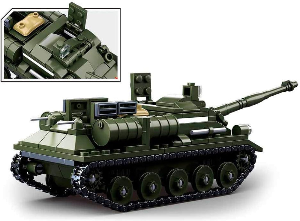 Sluban SL95558, WWII – Alliierter Jagdpanzer(335 Teile)[M38-B0687], Spielset, Klemmbausteine, Soldaten, Spielfigur-nal, Army WWII, Multi Color