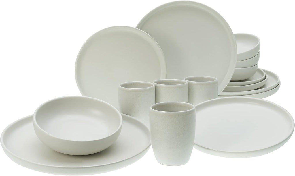 Creatable, 22979, Serie Uno BLACK, 12-Teiliges Geschirrset, Teller Set Aus Steinzeug, Spülmaschinen- Und Mikrowellengeeignet, Made in Portugal Seturi vesela masa Naty Shop Offwhite Kombiservice 16 Teilig