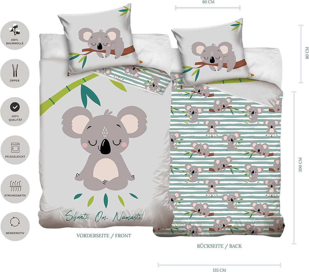 Lenjerie de pat copii si adolescenti, unisex, Ursulet Koala, bumbac Lenjerie de pat - copii Naty Shop