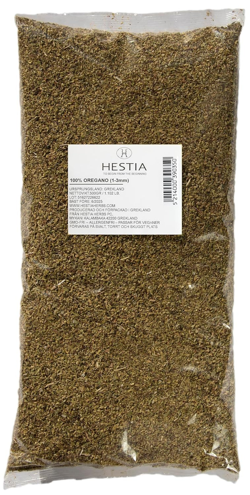 Hestia Herbs Griechischer getrechtenter Oregano 500 g, Allergenfrei – Vegán – GVO-frei