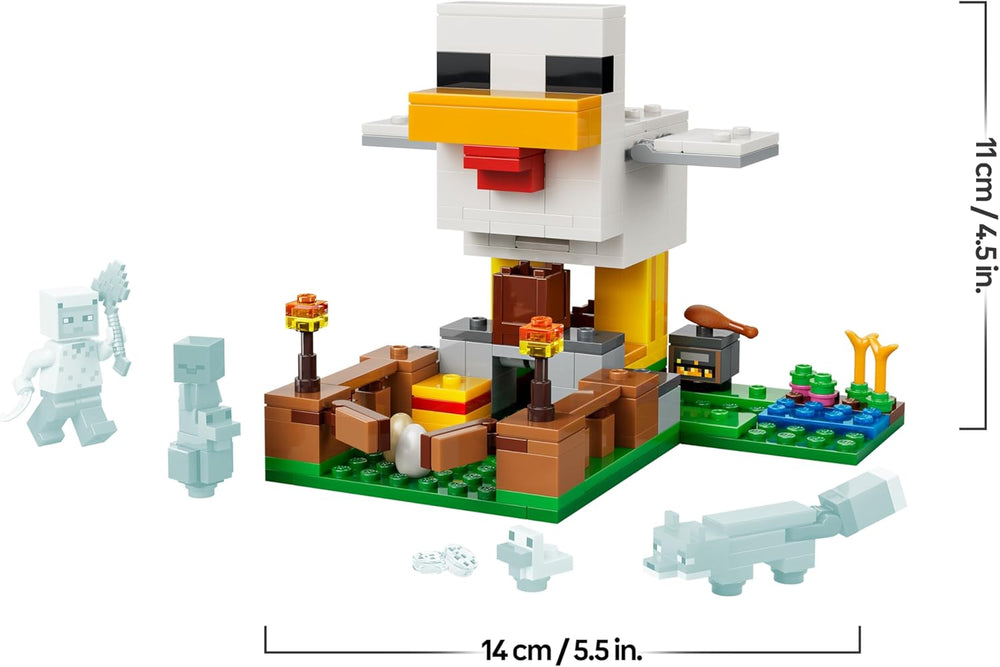LEGO Minecraft Hühnerfarm - Spielzeug zum Bauen mit Hühner Fan Minifigur, Baby Zombie és Fuchs Figuren - Set mit Minecraft Figur - Gamer Geschenk für Jungen und Mädchen ab 7 Jahren - 21585