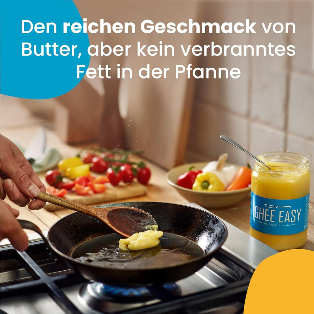Ghee Easy 850g Ghee Bio von Grasgefütterten Kühen - Ghee Butter ohne Zusatzstoffe - Zertifiziert Organisch & Biologisch - Hochreines Ayurveda Ghee ohne Laktóz és glutén - 100% Europäisch