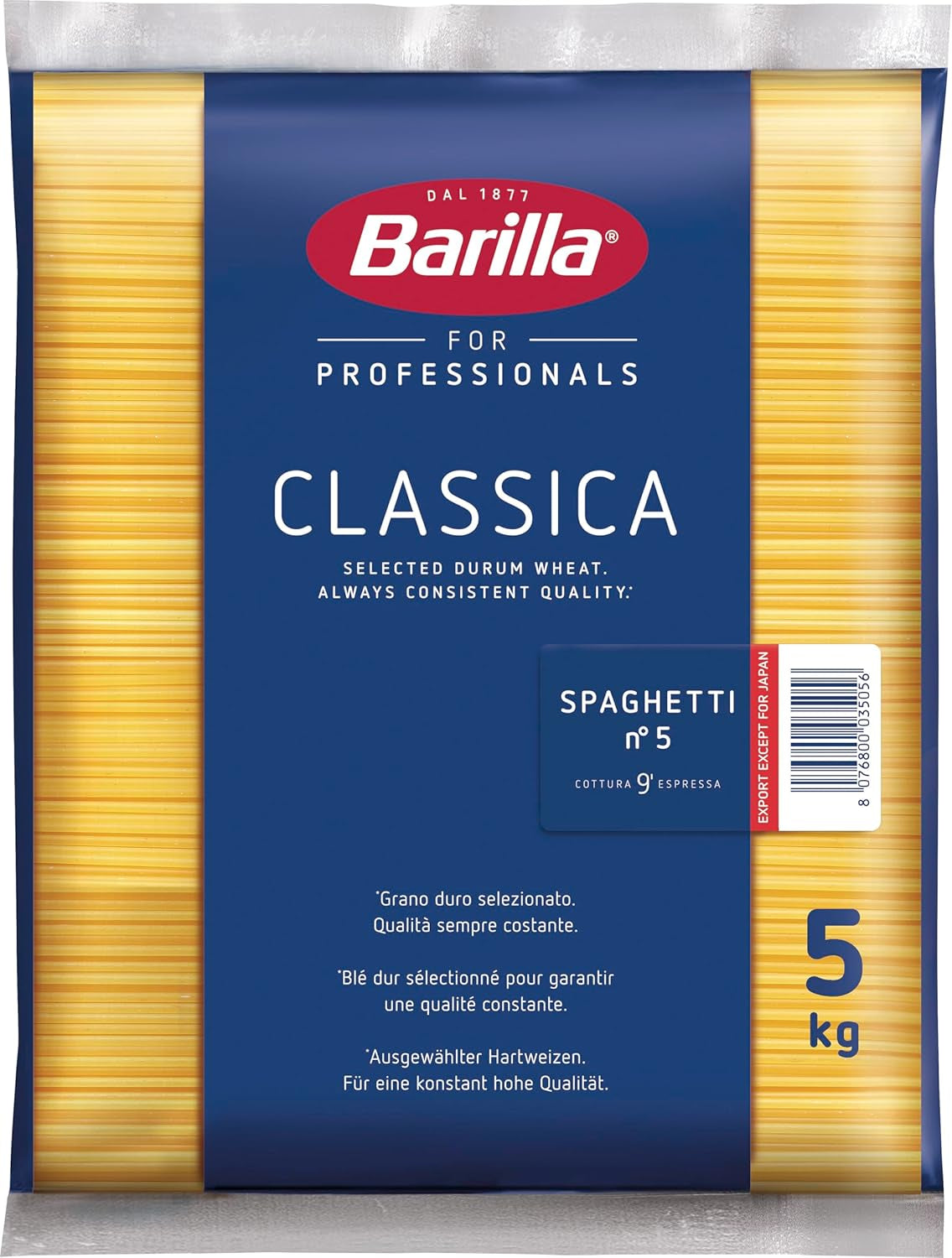 Barilla durumbúza spagetti tészta sz. 5 – 1 db-os csomag (1x5 kg)