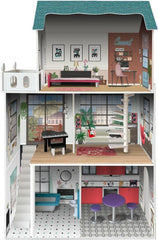 Casă de păpuși cu 3 etaje, design Soho-Madera cu 8 piese de mobilier, dimensiuni 120 x 33 x 75 cm (913D00181)