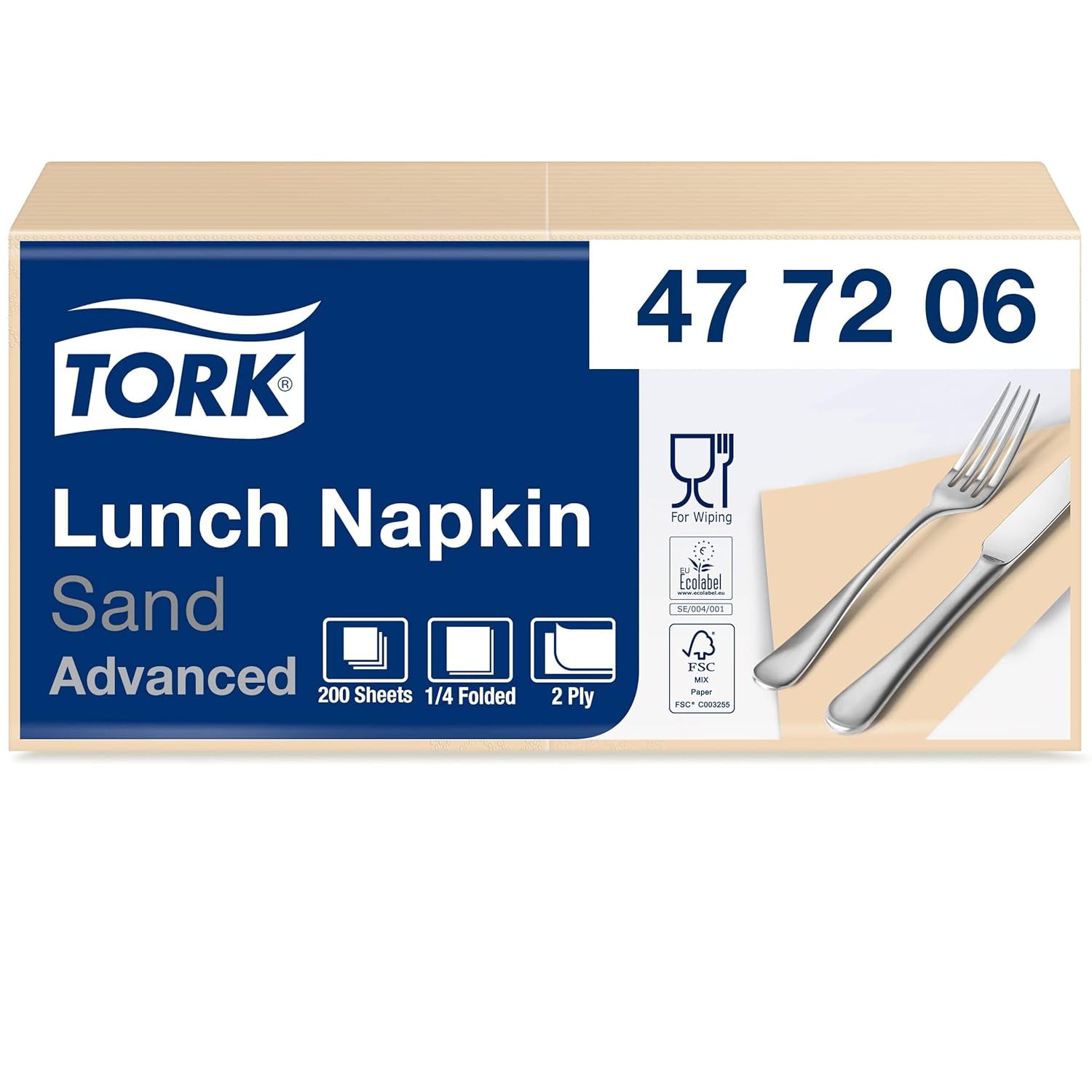 Tork 477840 Șervețele de prânz Lime / Șervețele din 2 straturi pentru mâncăruri mici sau gustări / Calitate avansată / 10 X 200 (2000) șervețele de hârtie / 32.6 X 33 Cm (L X l) / 1/4 pliere