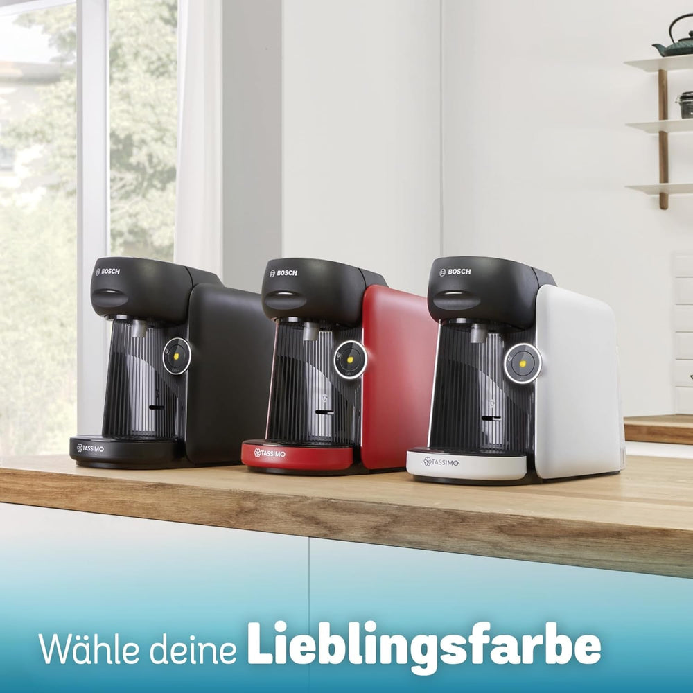 Espressor cu capsule Bosch Tassimo finesse TAS162E, 70 de băuturi, cafea mai intensă prin simpla apăsare a unui buton, oprire automată, sustenabil, dozare perfectă, 1400 W, negru/negru