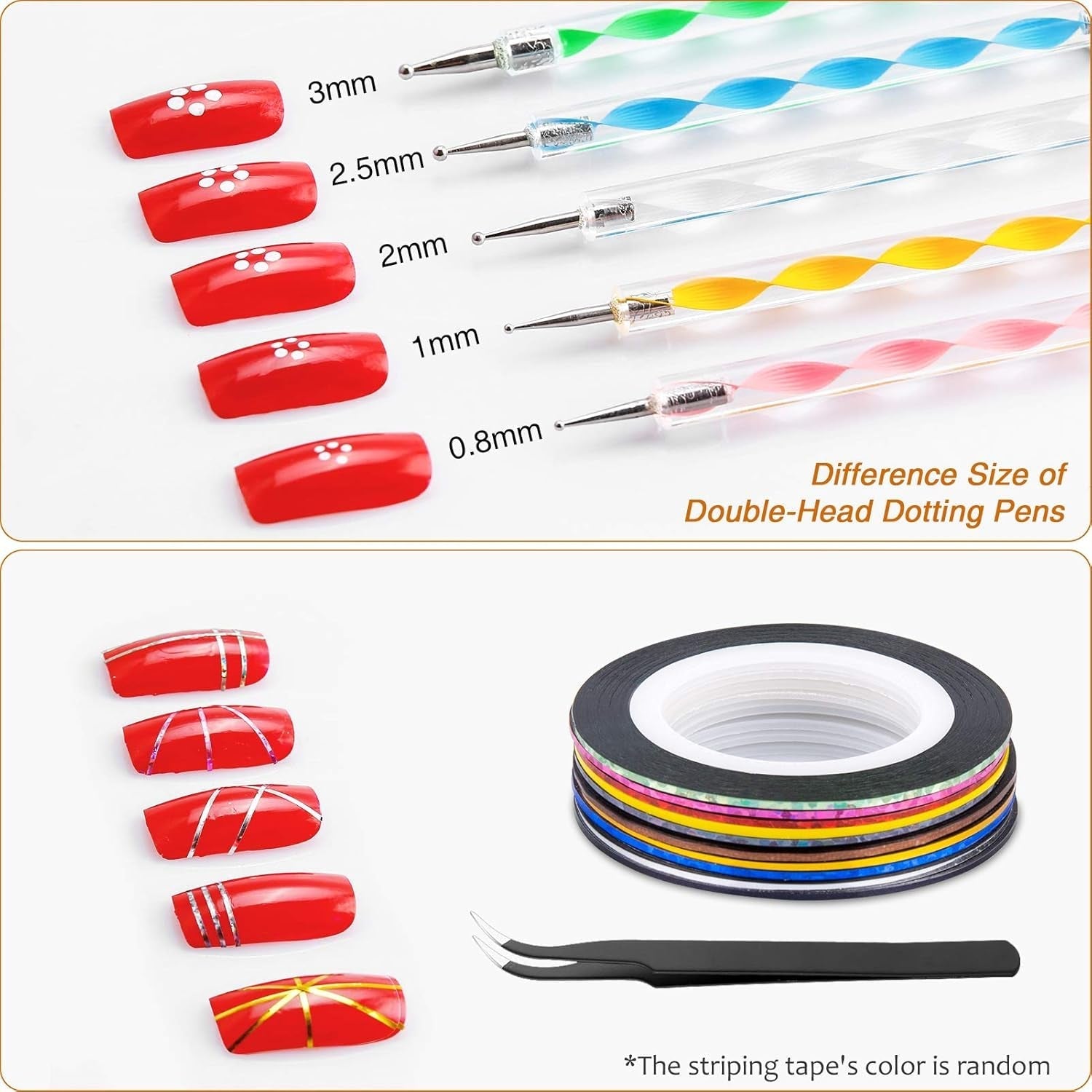 MELLIEX 45 Stück Nail Art Dekoration Zubehör Set, Nägel Pinsel Strasssteine Glitzer Goldfolie Nageldesign Dotted Pen Streifenband Für Nagelkunst Maniküre Set