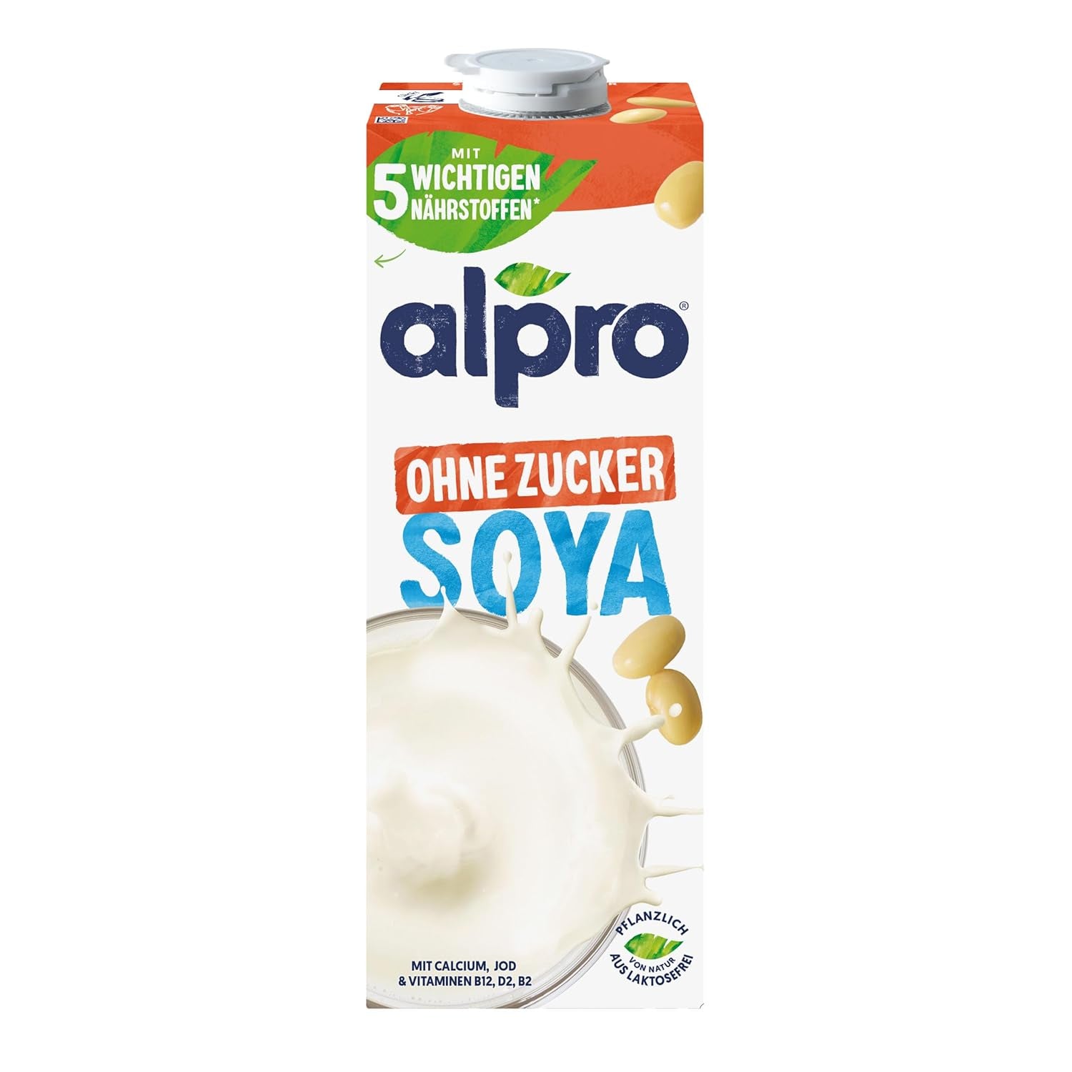 Alpro Sojadrink – Vegan és milchfrei – Von Natur aus laktosefrei und fettarm – Gazdag pflanzlichen Proteinen, inhalált kalcium és vitamin – 8 x 1 l – Haltbar