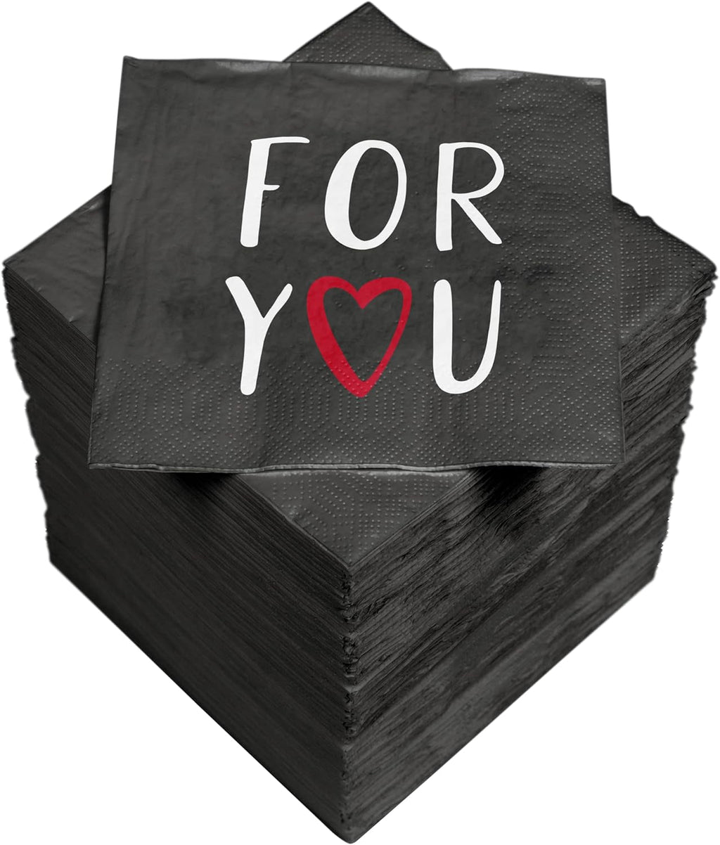 Șervețele de cocktail HEKU 'Schön Dass Du Da Bist', 3 straturi, 25X25Cm, 150 bucăți I Design elegant I Ideal pentru sărbători I Practic ambalate