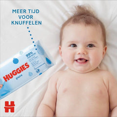 Huggies Pure Baba törlőkendők 18 csomag (összesen 1008 törlőkendő) — 99% tiszta víz — illatmentes a gyengéd tisztítás és védelem érdekében baba nedves törlőkendők Naty Shop