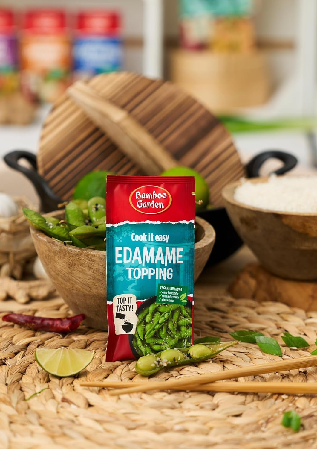 Bamboo Garden - Edamame Topping | Sesamtopping zum Verfeinern von Edamame Gerichten | Vegán, természetes összetevők | 15 g zacskóban