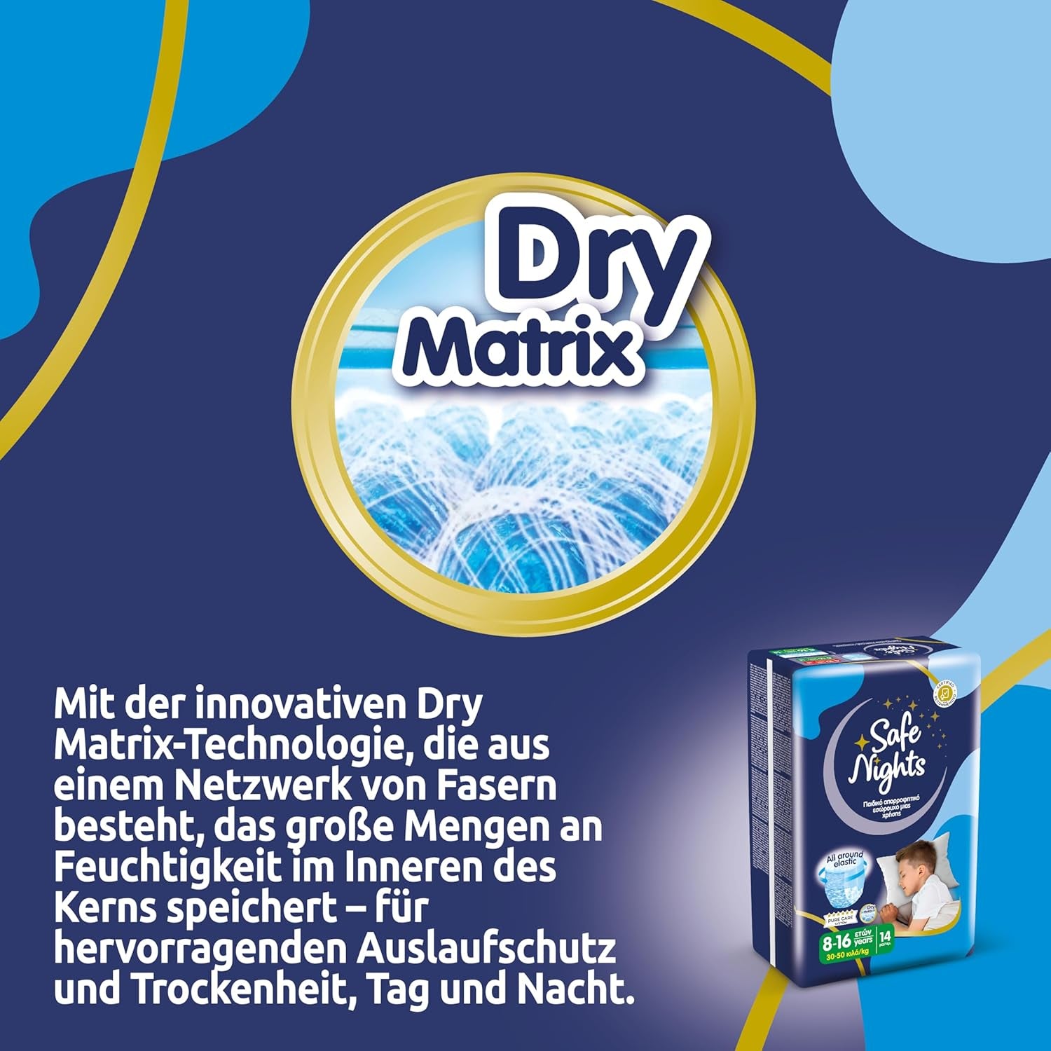 Safe Nights Boy, hálónadrág 8-16 éves korig (30-50 kg), 84 db