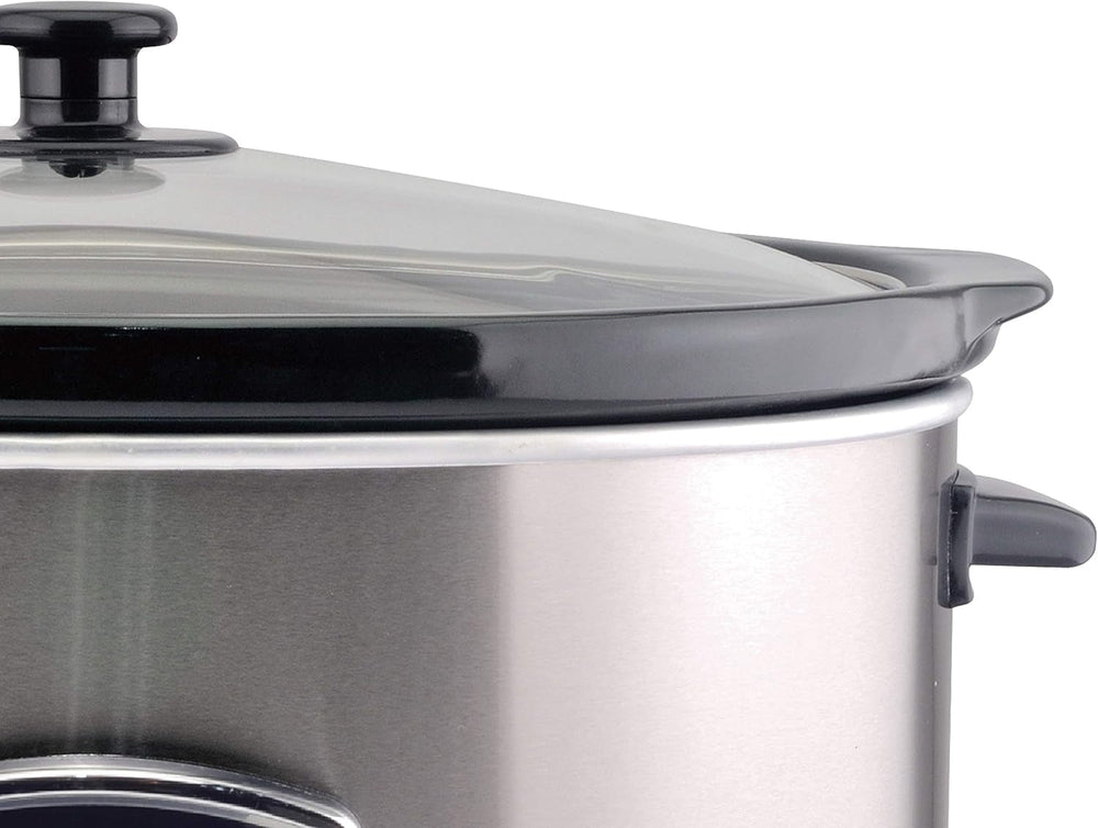 Beper BC.510 Slow Cooker, 280 W, 4,5 liter, kerámia üveg, fekete és acél lassú tűzhely Naty Shop