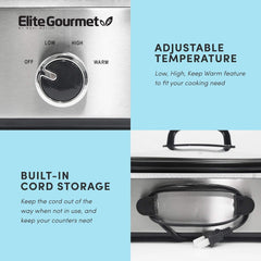 MST-5240SS Slow Cooker, 3,3 liter, Rozsdamentes acél lassú tűzhely Naty Shop