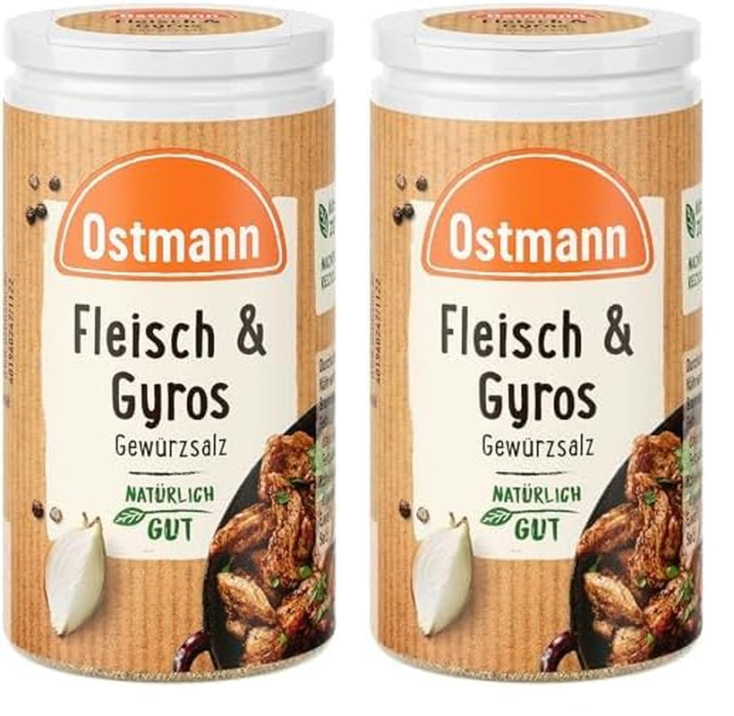 Ostmann Gewürze - Fleisch & Gyros Gewürzsalz | Pikantes Gewürz mit mediterraner Note für gegrilltes und gebratenes Fleisch | Mit praktischem Streuaufsatz | 50 g szűrőben