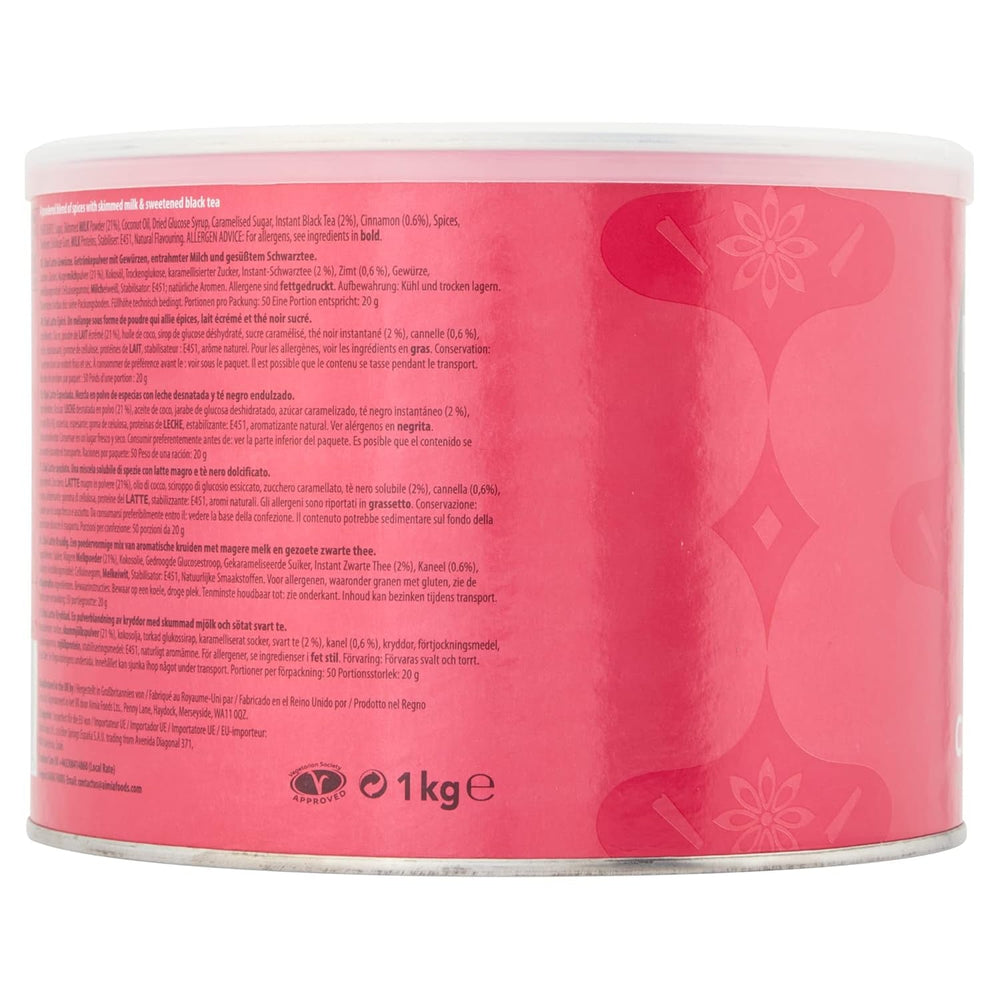 Drink Me Chai Spiced Chai Latte 1 kg (pachet de 1) - doar adaugă apă, pudră Chai Latte (50 porții)