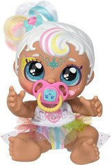 Baby Sister-Puppe Mini Mello als Einhorn, 1 Puppe mit Spielzeug Pacifier und Zauberschwamm für magische Gesichtsbemalung. Große, glitzernde Augen, biegsame Arme und Beine, 50275