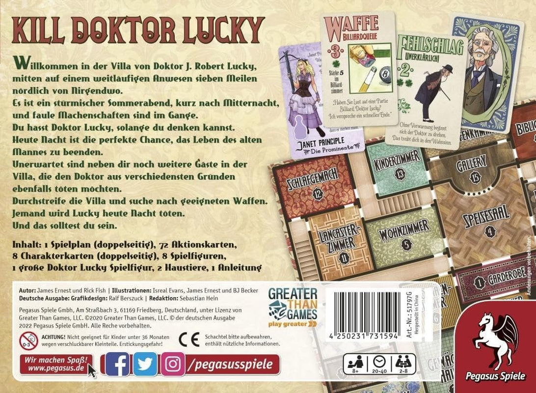 Pegasus Spiele 51797G Kill Doctor Lucky, fehér