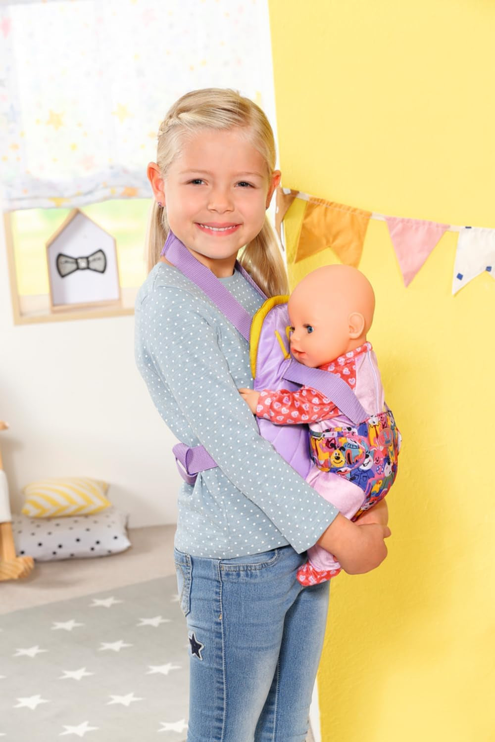 BABY born Puppentrage für Kinder mit verstellbarem Gurt für 36 cm és 43 cm Puppen, 828038 Zapf Creation