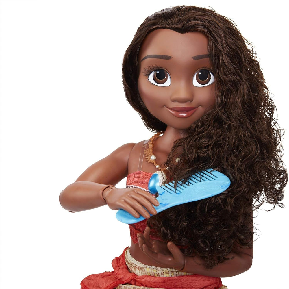 Disney Princess Moana 80 cm Play Doll by Jakks Pacific Mozgatható baba kefével, hogy fésülje hullámos fürtjeit Film ihlette ruha Levehető medál nyaklánc babák Naty Shop