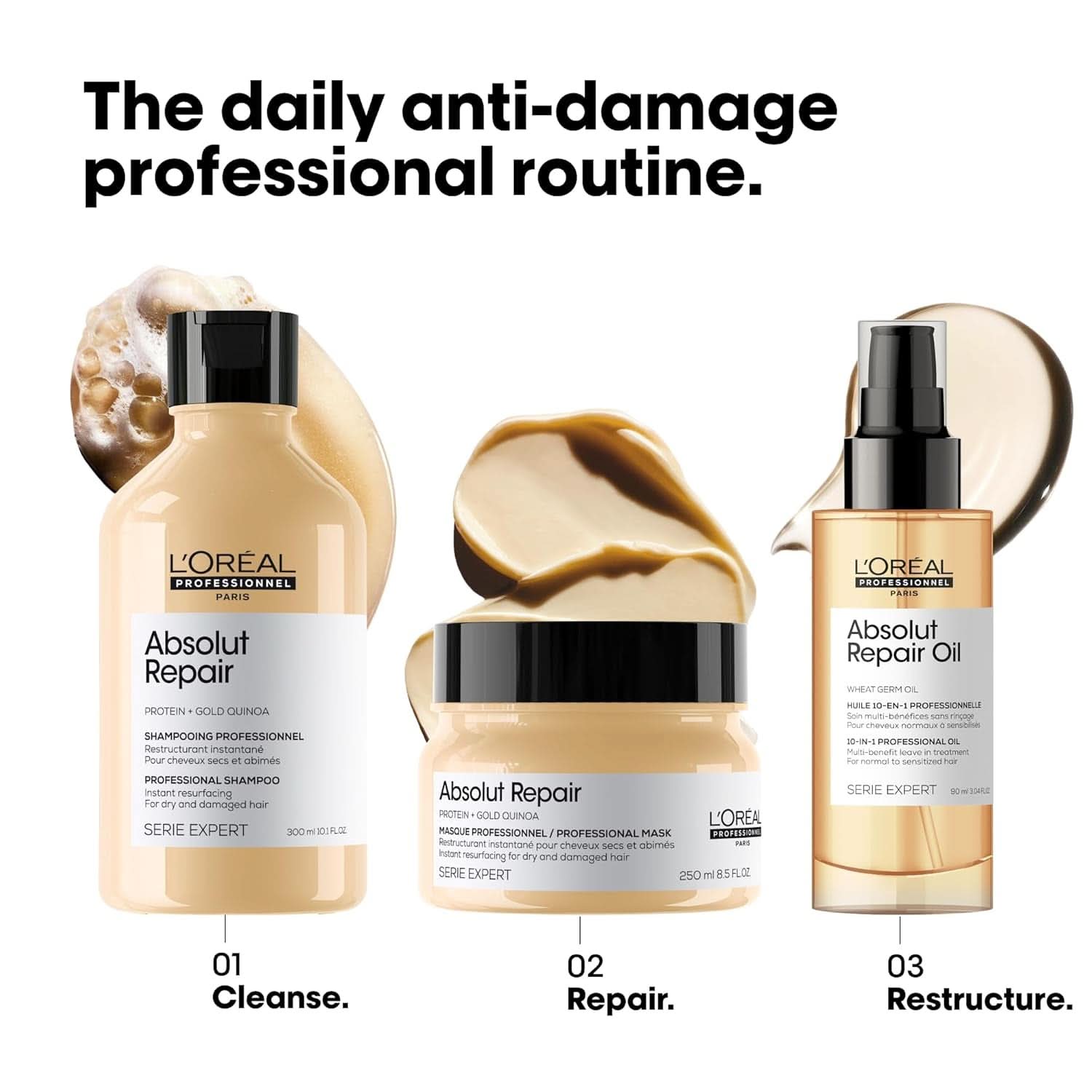 L'OréAl Professionnel Serie Expert Absolut Repair Gold, Quinoa sampon + Protein zuhany és fürdő Naty Shop