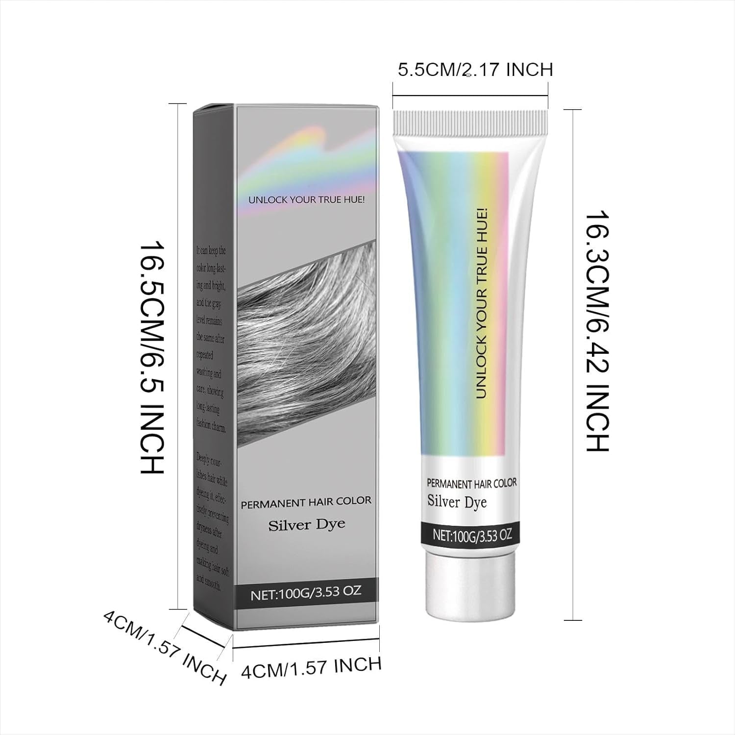 Culoarea părului Argint Argint gri cremă naturală de colorare a părului, cremă temporară de colorare a părului, cremă de colorare a părului gri, vopsea de păr semipermanentă argintie pentru toate tipurile de păr, 2 bucăți Vopsea pentru par Naty Shop