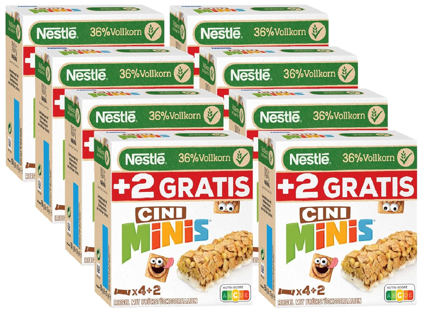 NESTLÉ CINI MINIS fahéjszeletek, teljes kiőrlésű kalcium ropogós snack, 8 csomag (egyenként 4 x 25 g)