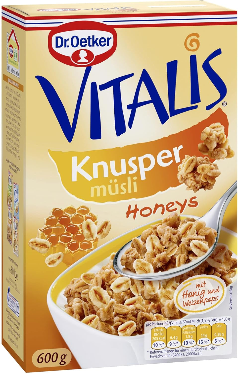Dr. Oetker Vitalis Crunchy Flakes: Ropogós müzli kukoricapehellyel és manduladarabokkal, 5 db (5 x 600g) csomag